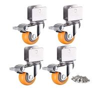 Office castors 1inch Caster Wheels With Dual Locking 25mm Small Nylon Castor Wheels Furniture Swivel Castors For Bed with U-Shaped Bracket Load B (Brake 16