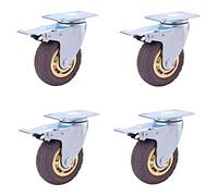 Office castors Plate Casters Heavy Duty Castor Wheels 3inch/100mm Non-Slip Rubber Silent Swivel Casters For Furniture & Industrial Transport 480k (Grau 3in
