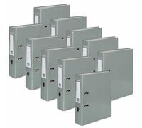 OFFICE CENTRE 10x Grey A4 75mm Lever Arch File Folder Metal Edge | Large wide-spine folder, strengthened metal edge, easy filing system, 15 colour coding, document archive, office, school