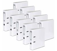 OFFICE CENTRE 10x White A4 Large 75mm Lever Arch File Folder Metal Edge Strengthened Stationery Document Archive Paper Storage Office School Home Easy Filing System 15 Colour Coding Wide Spine
