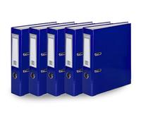 OFFICE CENTRE 5X Blue A4 75mm Lever Arch File Folder Metal Edge | Large wide-spine folder, strengthened metal edge, easy filing system, 15 colour coding, document archive, office, school