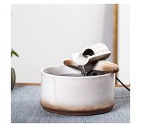 Office Ceramic Tabletop Water Fountain Feature Zen Feng Shui, Mock bamboo design, for Indoor and Outdoor Home Decoration Table Desktop Office, High 5.1" Décor(White)