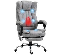 Office Chair 6-Point Vibrating Massage Grey Microfibre 62x67x120cm Arms HeatedXL