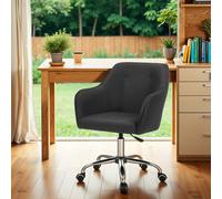 Office Chair, Accent Chair for Study Home Office, Adjustable Height, Black / Cotton-Linen Fabric