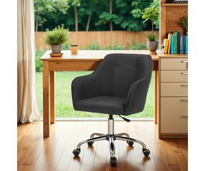 Office Chair, Accent Chair for Study Home Office, Adjustable Height, Black / Cotton-Linen Fabric