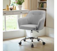 Office Chair, Accent Chair for Study Home Office, Adjustable Height, Dove Grey / Cotton-Linen Fabric