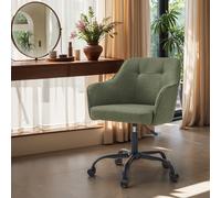 Office Chair, Accent Chair for Study Home Office, Adjustable Height, Green / Cotton-Linen Fabric