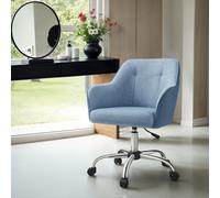 Office Chair, Accent Chair for Study Home Office, Adjustable Height, Misty Blue / Cotton-Linen Fabric