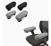 Office Chair Arm Covers, 4 Pcs Memory Foam Elbow armrest pad with Zip | 2 Black 2 Gray, Plush Thick Effective Pressure Relief, Adjustable Fastening Design Brings for Office Gaming Chair Armrest