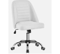 Office Chair Armless Computer Chair Faux Leather Mid Back Rolling Chair White