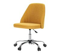 Office Chair Armless Home Office Chair Office Desk Chair with Wheels Adjustable Swivel Task Computer Vanity Chair Executive Office Chair Comfortable (Yellow)