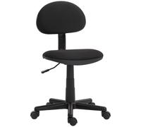 Office Chair Armless Seat Black Elastic Fabric Adjustable 40-52cm Swivel Wheels