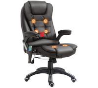 HOMCOM High Back Pu Leather Massage Office Chair With Tilt and Reclining Function Executive Office Chair With Massage and Heat - Brown, Brown