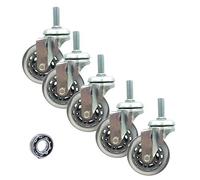 Office Chair Caster,Polyurethane Swivel Castor Wheel,Double Bearing Castor,Furniture Caster,with Standard Stem,Protect Floor,Quiet Rolling,Load 225kg,Pack of 5