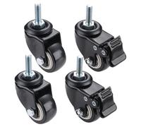 Office Chair Caster Wheels -1.5 Inch Safe for All Floors Floor Protecting Rubber Including Hardwood - M8x25mm Swivel Castors Furniture Hardware with 2 brake(4)