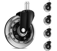 Office Chair Caster Wheels 3" Heavy Duty Replacement Rubber Wheels for IKEA Chairs Protect All Floors Set of 5 (3/8"x7/8")