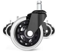 Office Chair Caster Wheels Set of 5 Heavy Duty & Safe for All Floors Including Hardwood 3" Rubber Replacement for Desk Floor Mats
