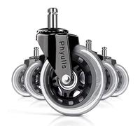 Office Chair Caster Wheels Set of 5 Rollerblade Style Heavy Duty Soft PU Rubber,Protect Your Floor - Quick & Quiet Rolling Over The Cables