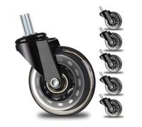 Office Chair Casters 2.5/3 Inch Rubber Wheels with Thread Safe for All Floors PU Rubber Furniture Rollers No Scratches 6PCS Set Heavy-Duty Smooth Glide