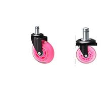 Office Chair Casters 3 Inch Swivel Wheels 75mm Push In Type 11x22mm Stem Durable Replacement Caster 5 Colors Available (Pink 1 Pack)