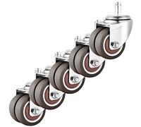 Office Chair Casters Set of 5 2 inch TPE Rubber Replacement Wheels M11x22mm Socket Type Quiet Double Row Design 440 lbs Load Capacity & Smooth Rolling