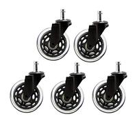 Office Chair Casters Wheels 5 Pack Transparent PU Stem M11/M10 3Inch 250kg Capacity Swivel Design Floor Protection 75mm Diameter