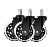 Office Chair Castors 1/3/5PCS Office Chair Caster Wheels 3 Inch Swivel Rubber Replacement Soft Safe Rollers Furniture Hardware for Hard Floor(3pcs 10mm)