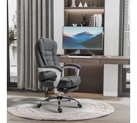 Office Chair Computer Swivel Task Recliner for Home w/ Footrest, Arm, Grey