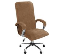 AIMENJOY Office Chair Cover Velvet Computer Chair Cover Stretch Rotating Chair Cover Removable Swivel Slipcover Boss Chair Cover High Back Chair Cover with Arm Covers (Camel,Medium)