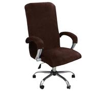 AIMENJOY Office Chair Cover - Velvet Stretch Rotating Removable Slipcover for Computer, Boss, High Back Chairs With Arm Covers (Brown, Medium)