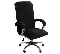 AIMENJOY Office Chair Cover Velvet Computer Chair Cover Stretch Rotating Chair Cover Removable Swivel Slipcover Boss Chair Cover High Back Chair Cover with Arm Covers (Black,Medium)