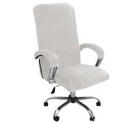 AIMENJOY Office Chair Cover Velvet Stretch Rotating Removable Swivel Slipcover for Boss High Back Chairs With Arm Covers (White, Large)
