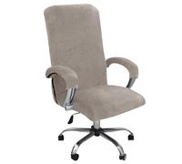 AIMENJOY Office Chair Cover - Velvet Stretch Rotating Slipcover for Computer, Boss, High Back Chairs With Arm Covers (Taupe, Medium)