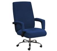 Office Chair Cover with Armrest Covers, Cat Scratch Proof, Computer Office Armchair Slipcover with Zipper, Stretchable Rotating High Back Chair Seat Protector(Dark Blue,L)