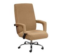 Office Chair Cover with Armrest Covers, Cat Scratch Proof, Computer Office Armchair Slipcover with Zipper, Stretchable Rotating High Back Chair Seat Protector(Light Brown,M)