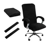 Office Chair Covers, Desk Chair Cover Universal Stretch Velvet Slipcover, Washable Plush Computer Chair Protector with Arm Covers, Thick Swivel Chair Cover for Home Office Furniture (Black, XL)