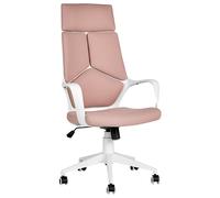 Office Desk Chair Swivel Adjustable Height Pink Polyester White Frame Delight