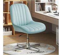 Office Chair Ergonomic Desk Chair No Wheels, Armless PU Leather Padded Modern Swivel Vanity Chair,Mid Back Adjustable Wide Seat Computer Task Chair for Makeup Vanity(Beige)