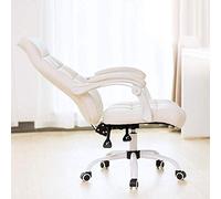 Office Chair,Executive Computer with Linkage Armrest Pu Leather Lift s High Back Black Adjustable ArmTilt Lock Function Swivel Recliner,White (White)