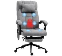 Office Chair Fabric Grey 66x76x120cm Massage Heat Recliner Head Pillow Ergonomic