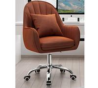 Office Chair Gaming Chair Computer Chair Upholstered Computer Chair with Armrest,Adjustable Swivel Chair Modern Mid-Back Desk Chair Armchair for Executive Living Bedroom,Home,Brown,55x80,90cm(22x31,3