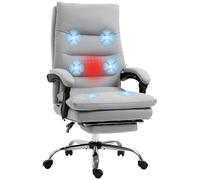 Office Chair Grey Microfibre 65x72x117cm Massage Heat Recliner Footrest Adjusts