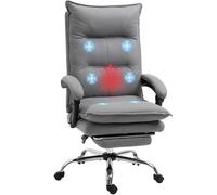 Office Chair Grey Microfibre 66x74x121.5cm Recliner Massage Heat Lumbar Footrest