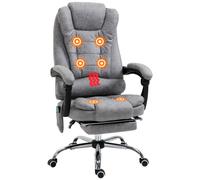 Office Chair Grey Sponge 65x70x121cm High-Back Heated Massage 6-Point ReclinerXL
