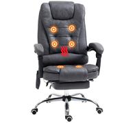 Office Chair Heated Recliner Dark Grey Foam High Back 65x70x121cm Massage Wired