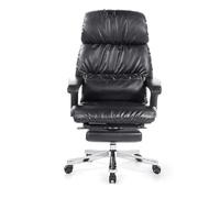 office chair High Back Chair age Leather Large Seat Computer Desk Chair with Footstool Extra Padded Office Chair Synchro Tilt Mechanism 360 Degree Swivel To pursue happine (Black One Size)