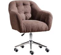 Office Chair,Home Desk Chair Home Office Chairk Grey Home Swivel Chair Office Essentials Soft Cotton Linen Desk Chair Mid-Backrest Computer Desk Chair with Wheels Swi/Brow (Brown