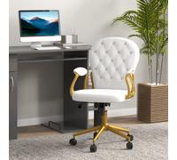 Vinsetto Button Tufted Office Chair, Cream White, Cream
