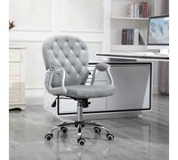Office Chair Luxury Velour Diamante Tufted Padded Ergonomic 360° Swivel VINSETTO Grey One Size