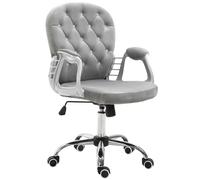 Office Chair Luxury Velour Diamond Tufted Padded Ergonomic 360 Swivel Grey